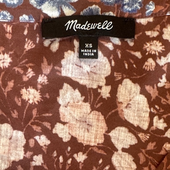 Madewell Challis Wrap Midi Woodland Floral Brown Multi Midi Dress Size XS - Picture 10 of 15